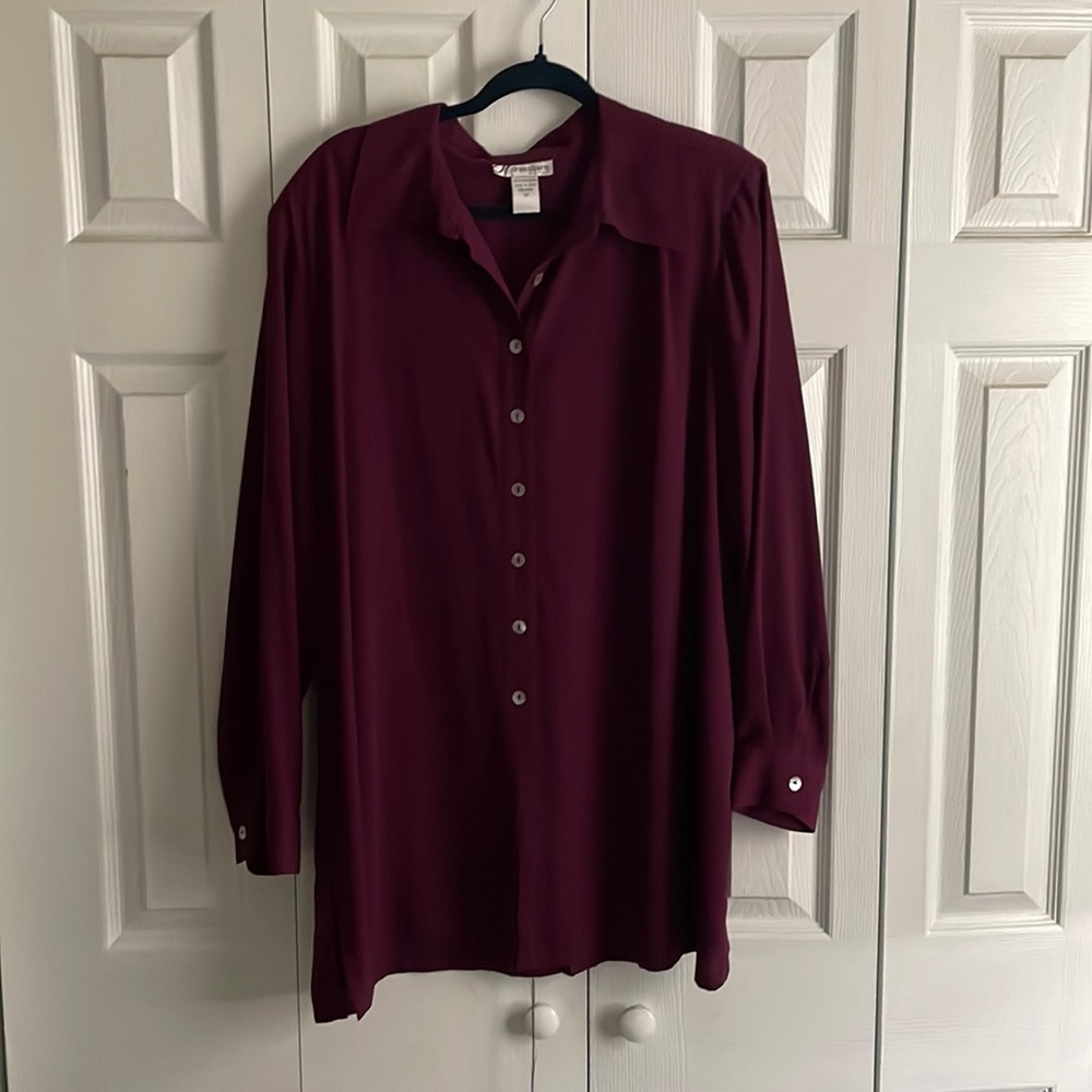 NWOT Gorgeous wine colored long blouse